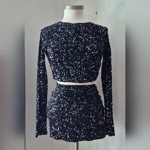 Two Piece Sequined Mini Dress